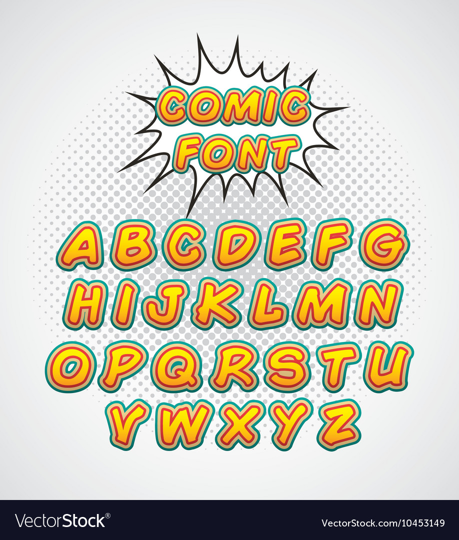 Comic Font Alphabet Pop Art Royalty Free Vector Image