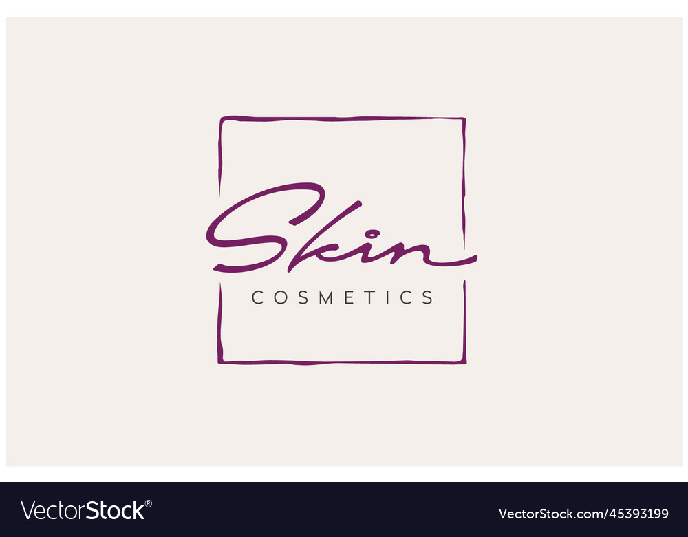 Beauty Handwriting Skin Care Cosmetic Logo Vector Image