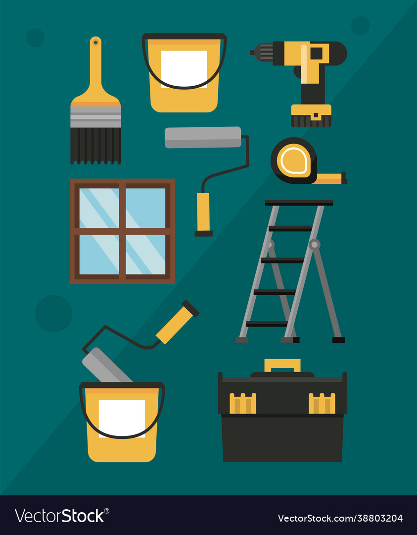 Nine Home Improvement Icons Royalty Free Vector Image