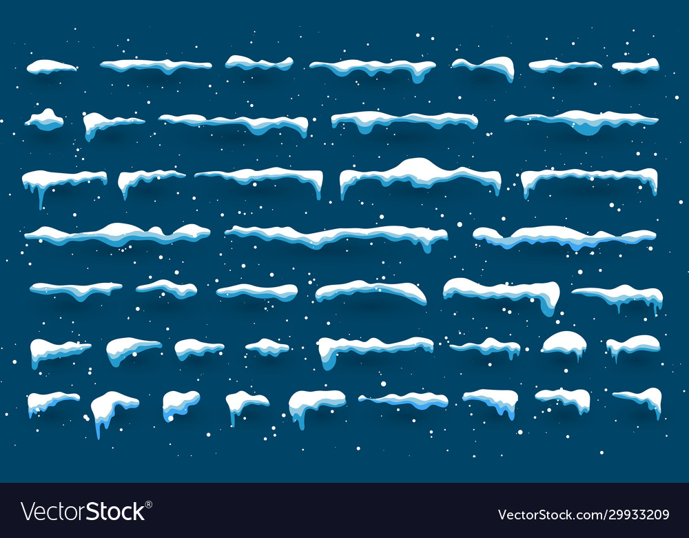 Snow Caps Snowballs And Snowdrifts Set Cap Vector Image