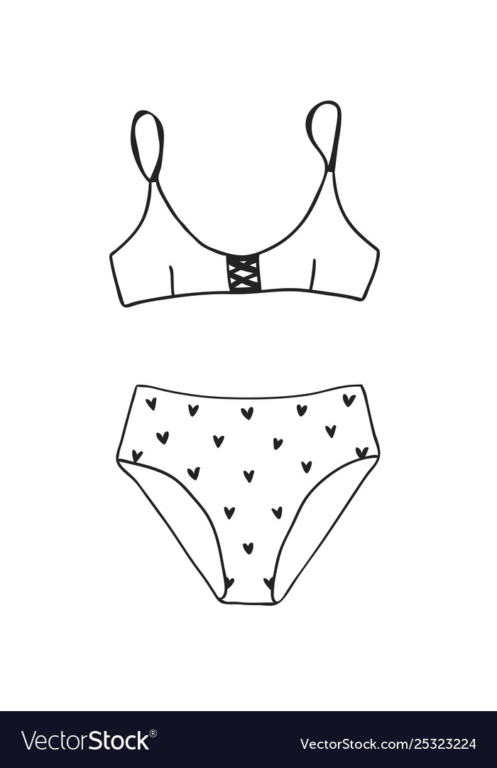 Hand Drawn Summer Bikini Actual Tropical Vector Image