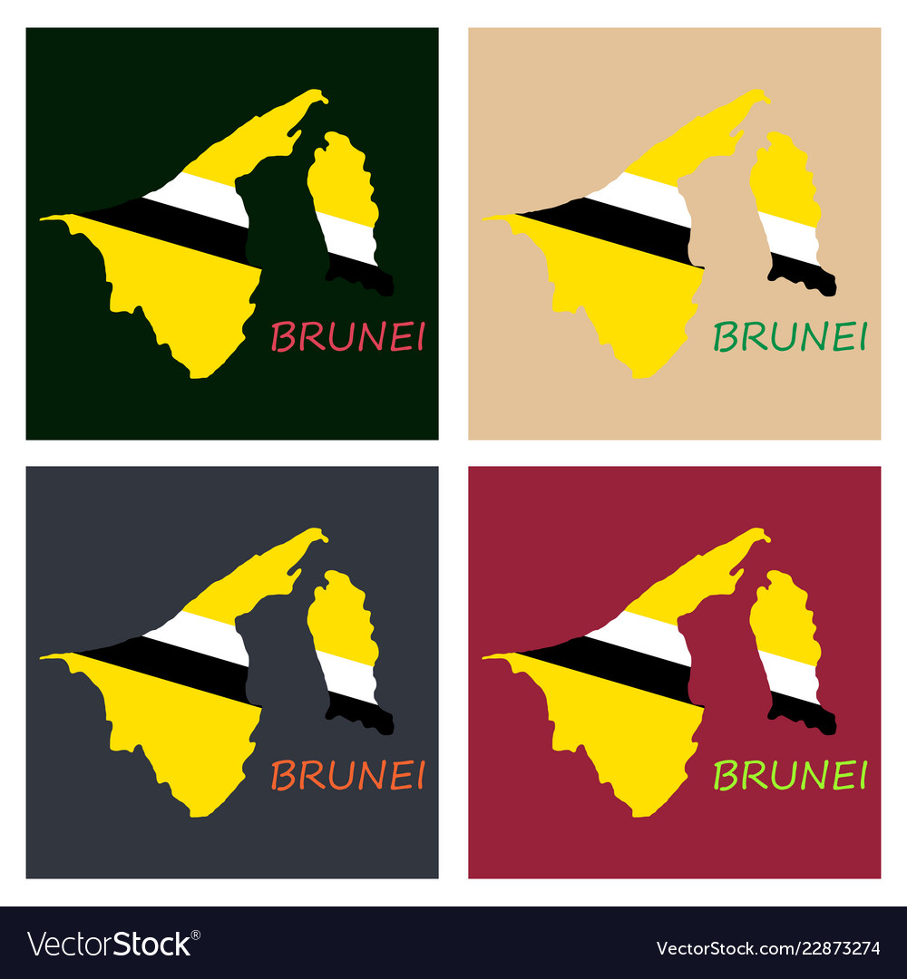 Map Of Brunei With The Provinces Colored Vector Image