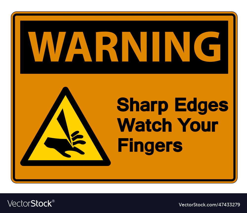 Waring Sharp Edges Watch Your Fingers Symbol Sign Vector Image