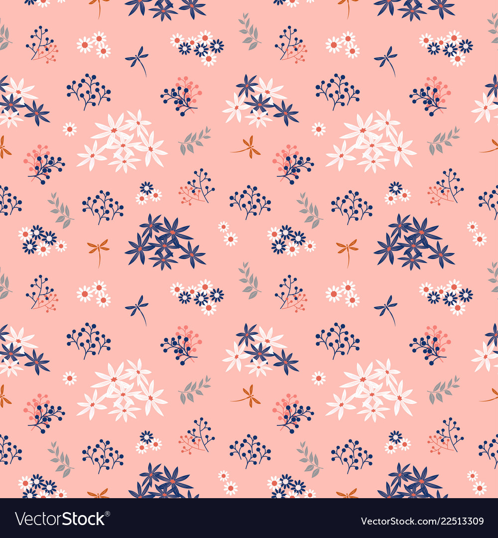 Flowers Blooming Garden Seamless Pattern Vector Image