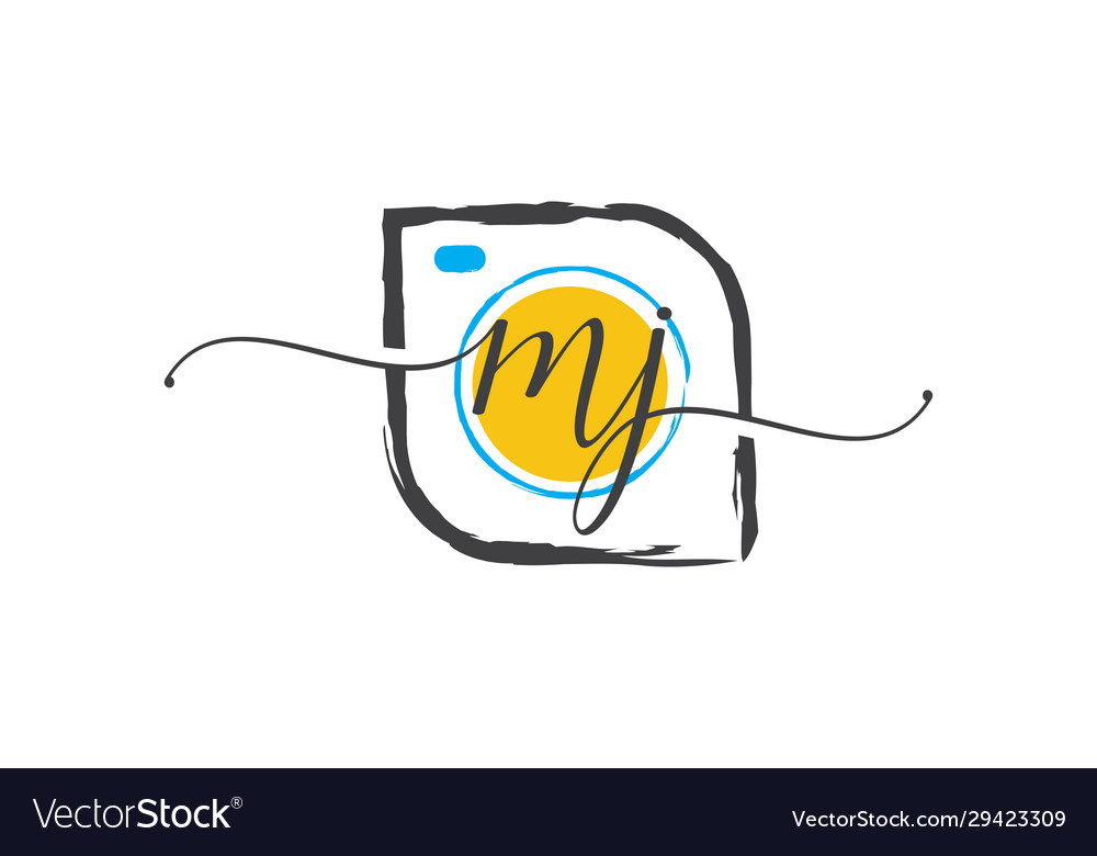 M J Initial Handwriting Logo Design With A Brush Vector Image