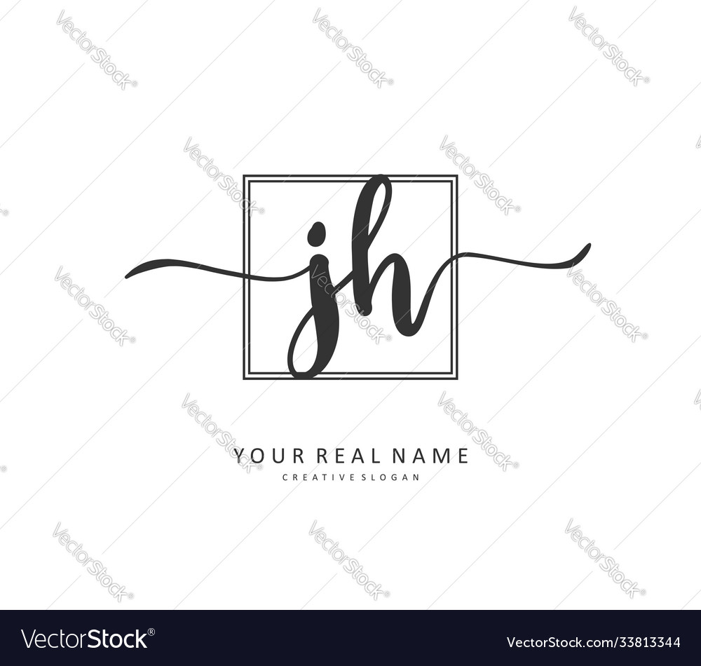 J H Jh Initial Letter Handwriting And Signature Vector Image