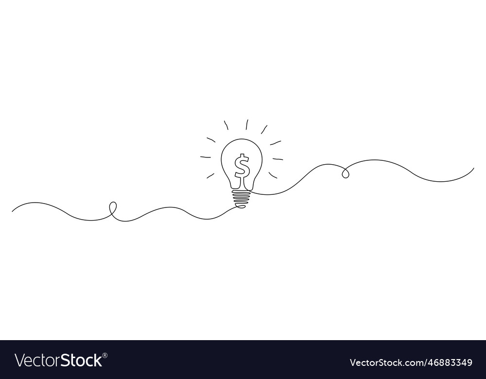 One Continuous Line Drawing Of Light Bulb Vector Image