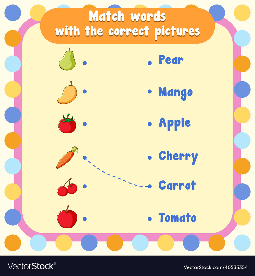 Match The Words With Correct Pictures Royalty Free Vector