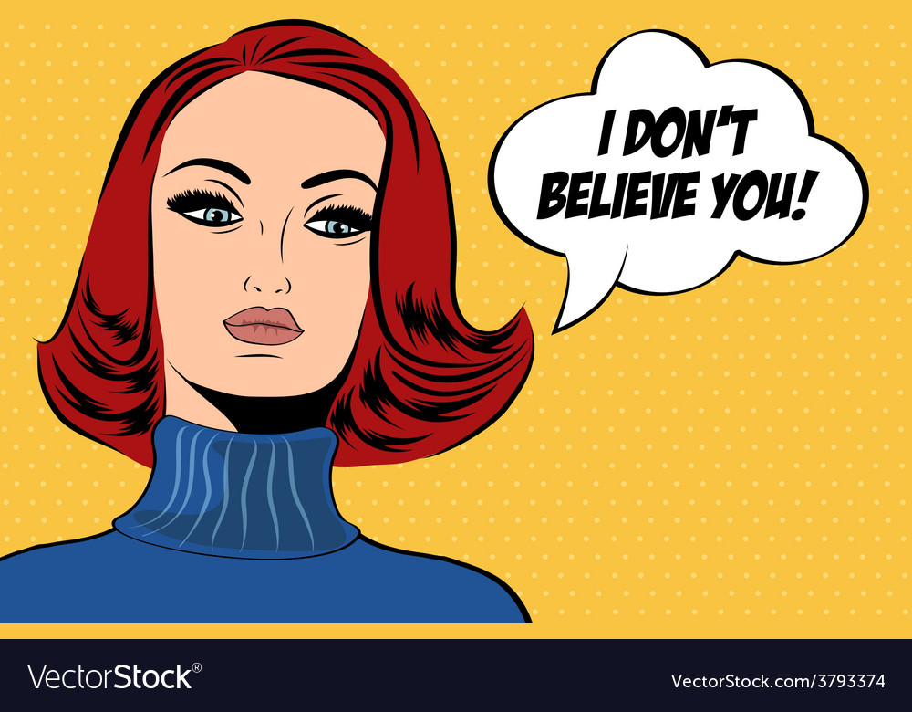 Pop Art Cute Retro Woman In Comics Style Vector Image