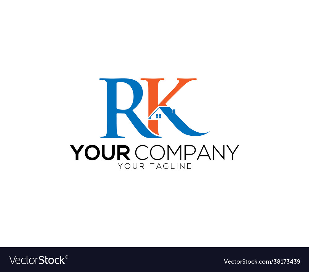 Rk Home And Construction Letter Logo Design Vector Image