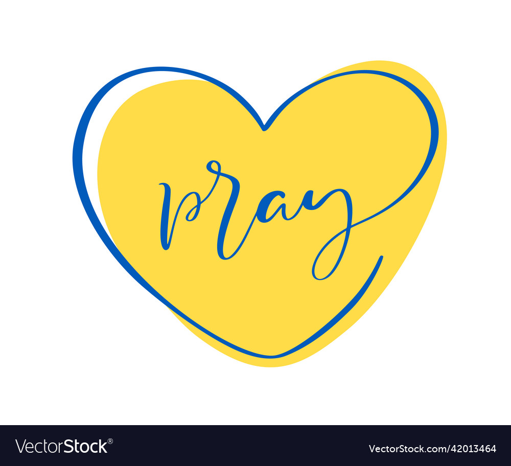 Pray For Ukraine Sign Love Heart Icon With Colors Vector Image