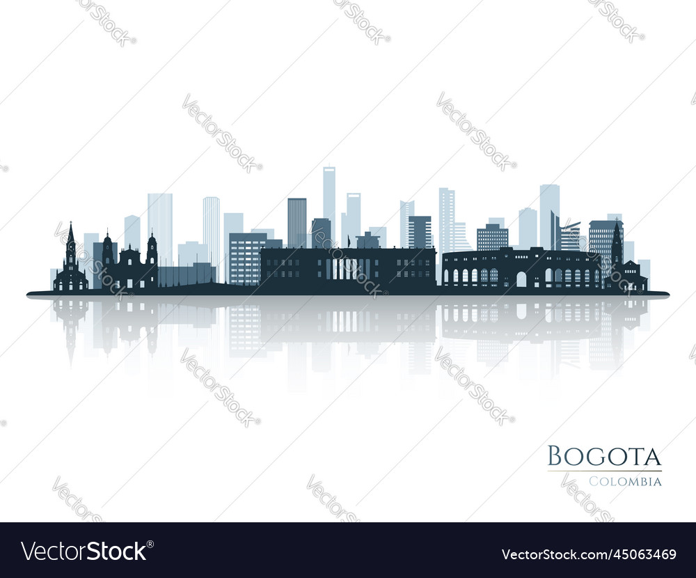 Bogota Skyline Silhouette With Reflection Vector Image