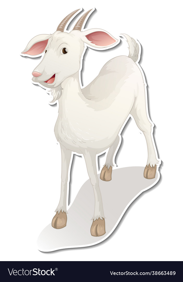 Sticker Design With A Goat Cartoon Character Vector Image