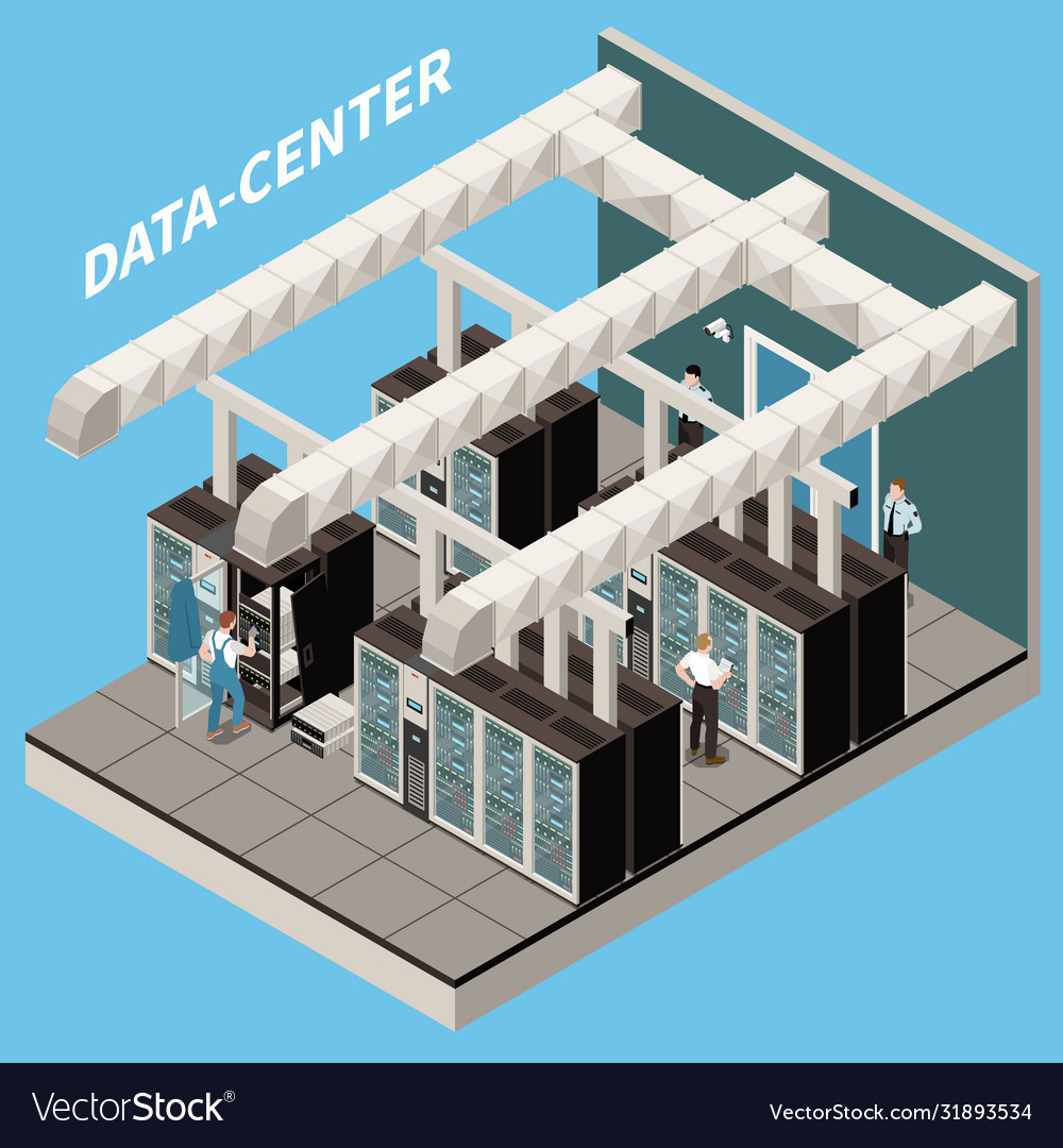 Datacenter Isometric Icon Set Royalty Free Vector Image