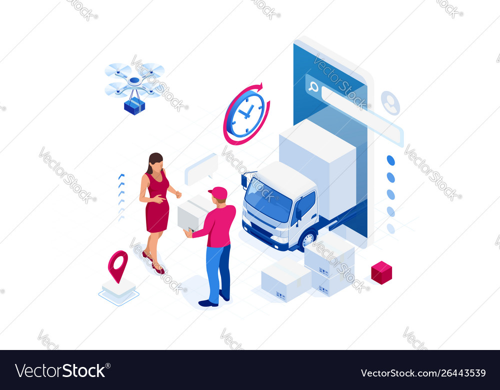 Isometric Logistics And Delivery Concept Vector Image