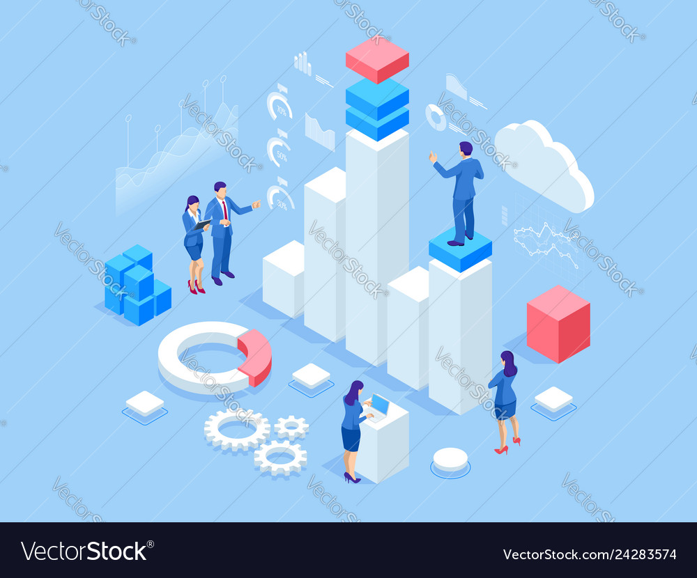 Isometric Web Banner Data Analysis And Statistics Vector Image