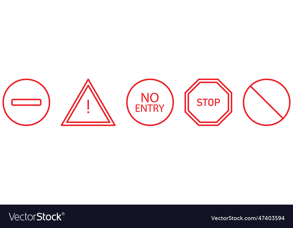 Set Of Red Traffic Signs Icons Sign Forbidden Vector Image