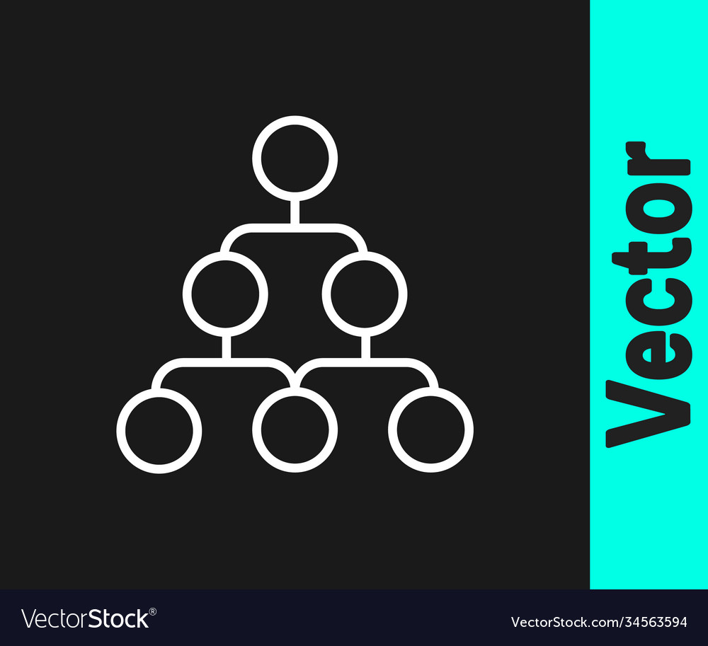 White Line Business Hierarchy Organogram Chart Vector Image