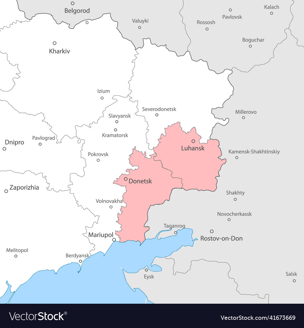 Donetsk And Lugansk Regions Within Ukraine Map Vector Image