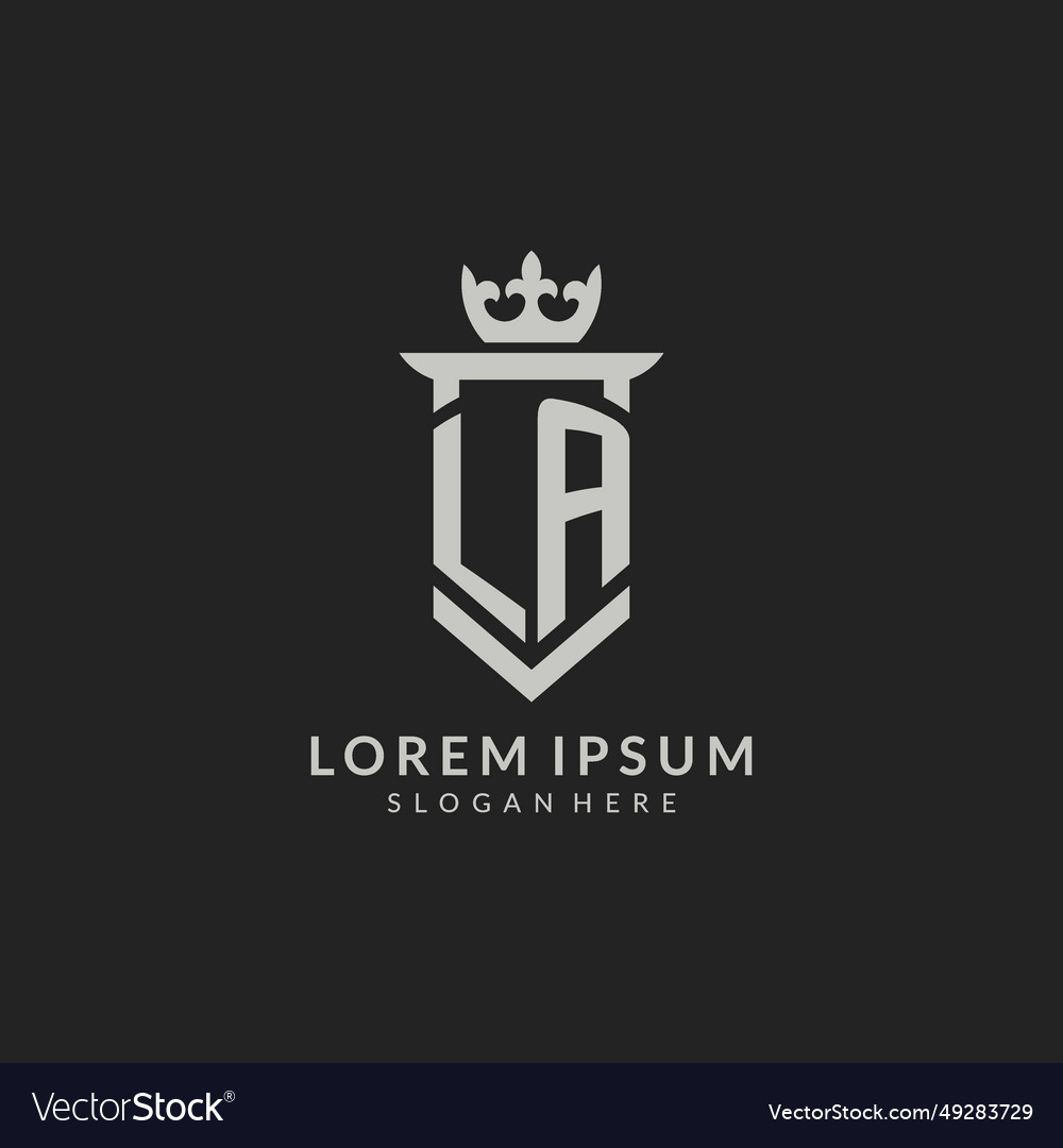 Initial La Shield And Crown Logo Style Royalty Free Vector