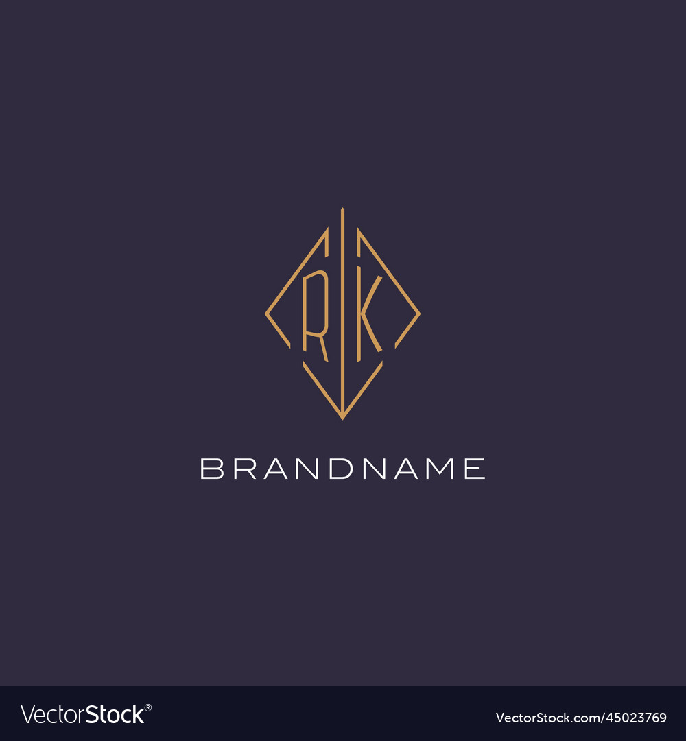 Initial Letter Rk Logo Monogram With Diamond Vector Image