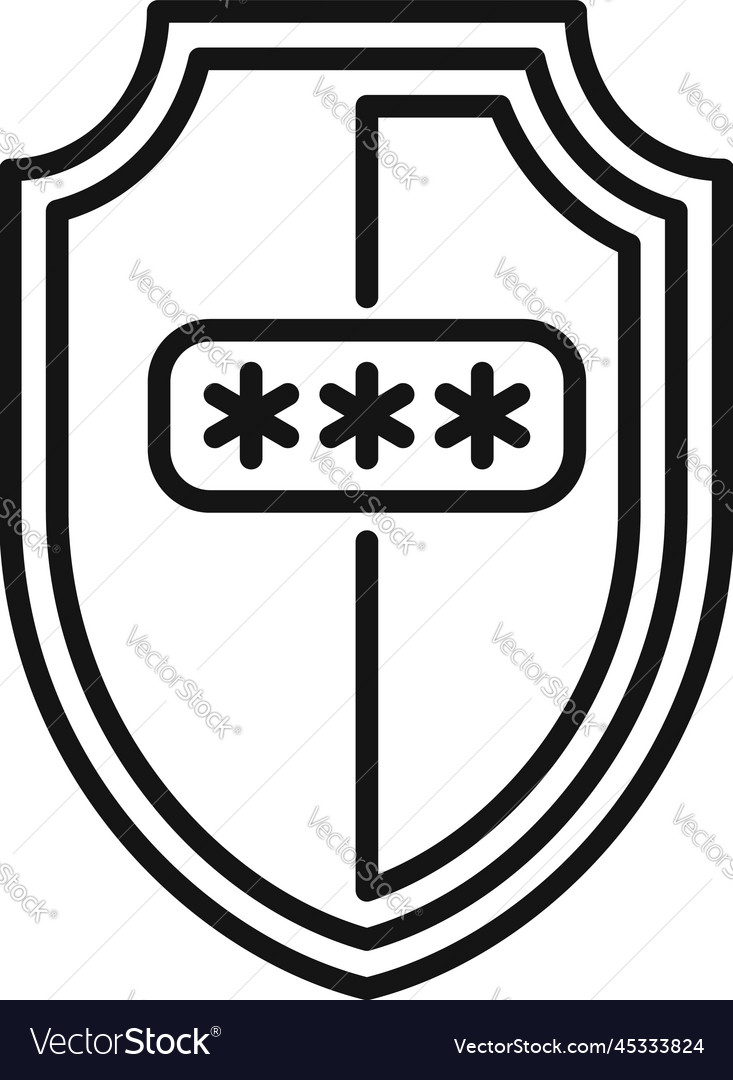 Security Shield Icon Outline Code Lock Royalty Free Vector