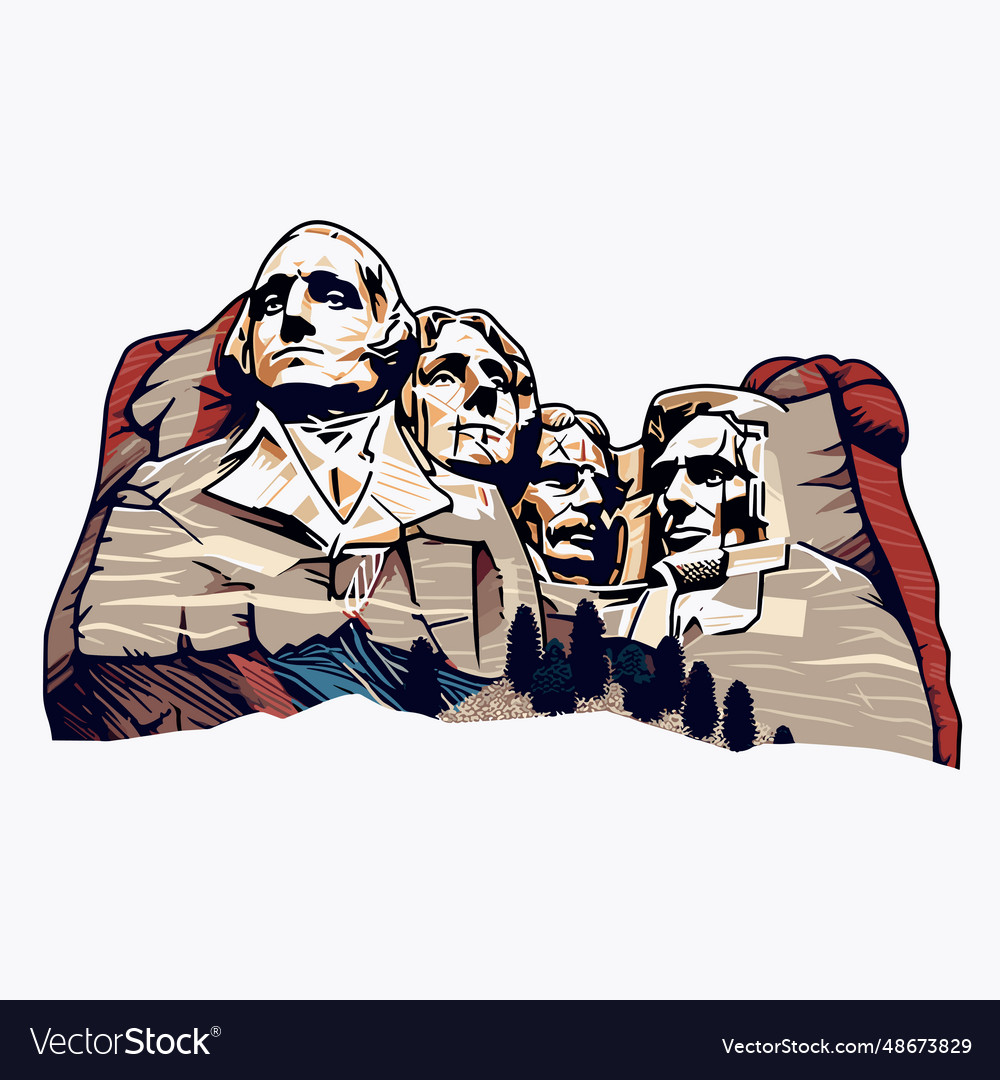 Mount Rushmore Mount Rushmore Hand Drawn Comic Vector Image