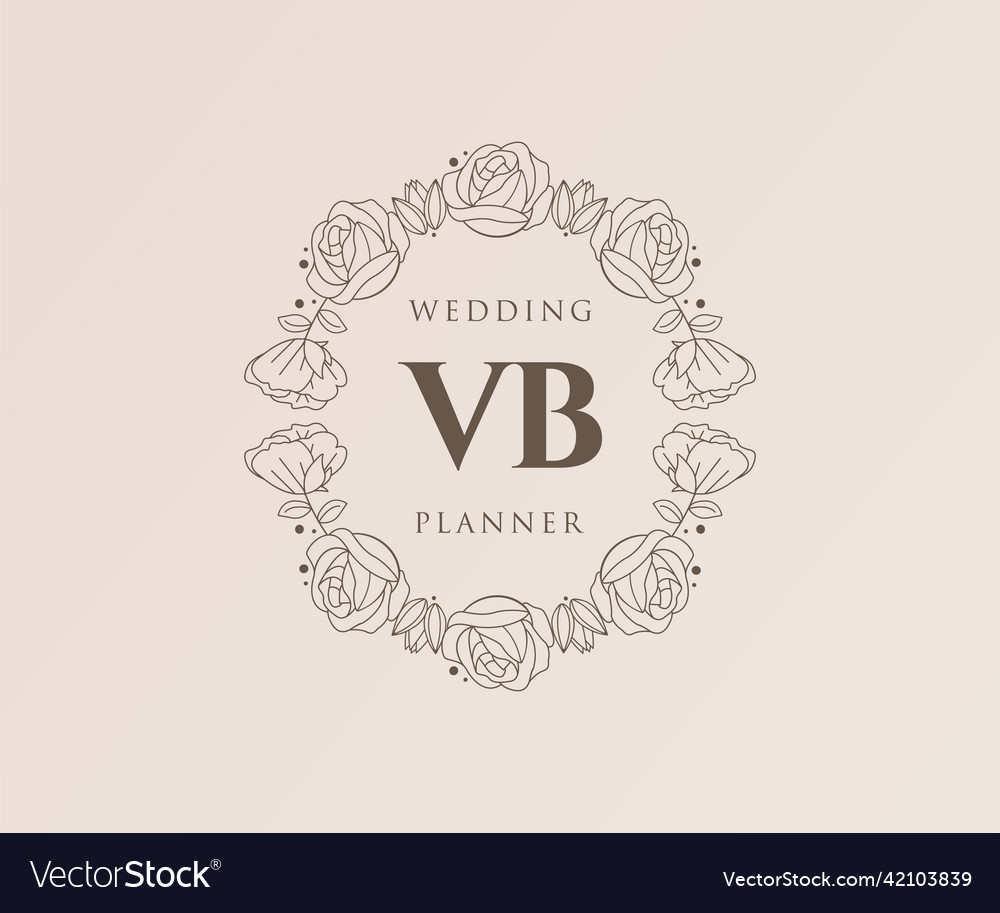 Vb Initials Letter Wedding Monogram Logos Vector Image