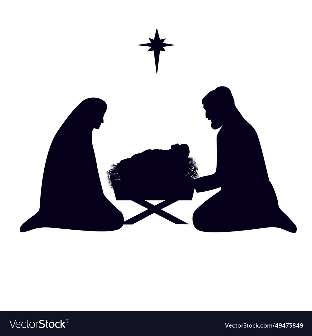 Christmas Story Of Mary And Joseph Baby Jesus Vector Image