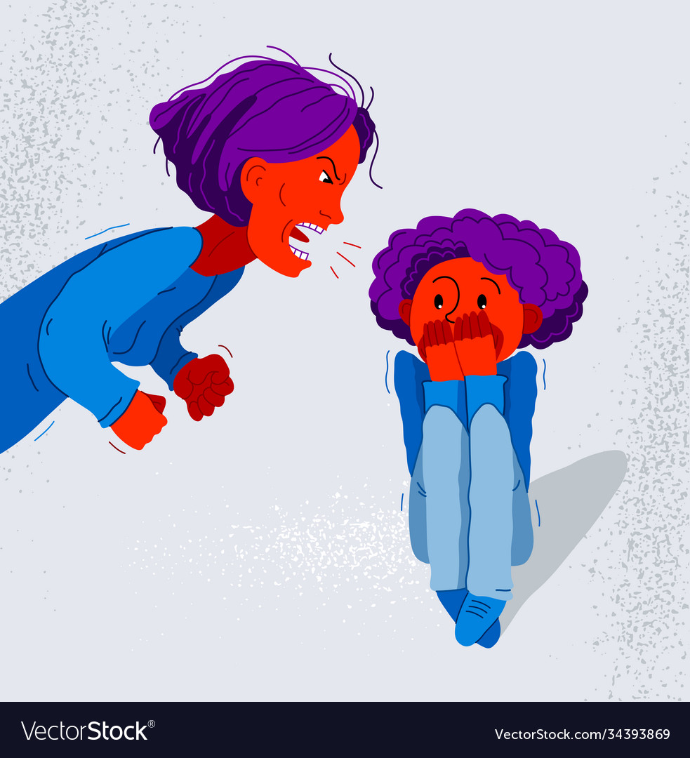 Abusive Mother Bad Scream And Shout Royalty Free Vector