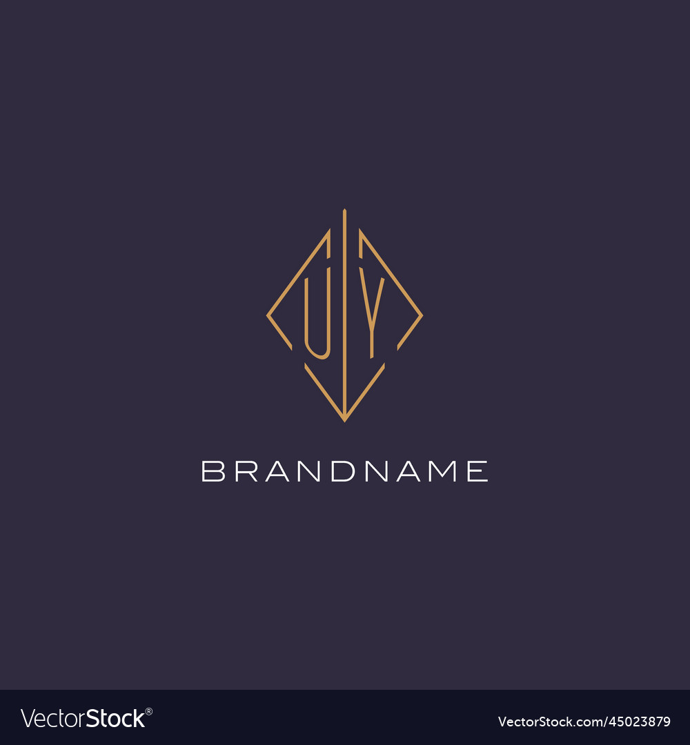 Initial Letter Uy Logo Monogram With Diamond Vector Image