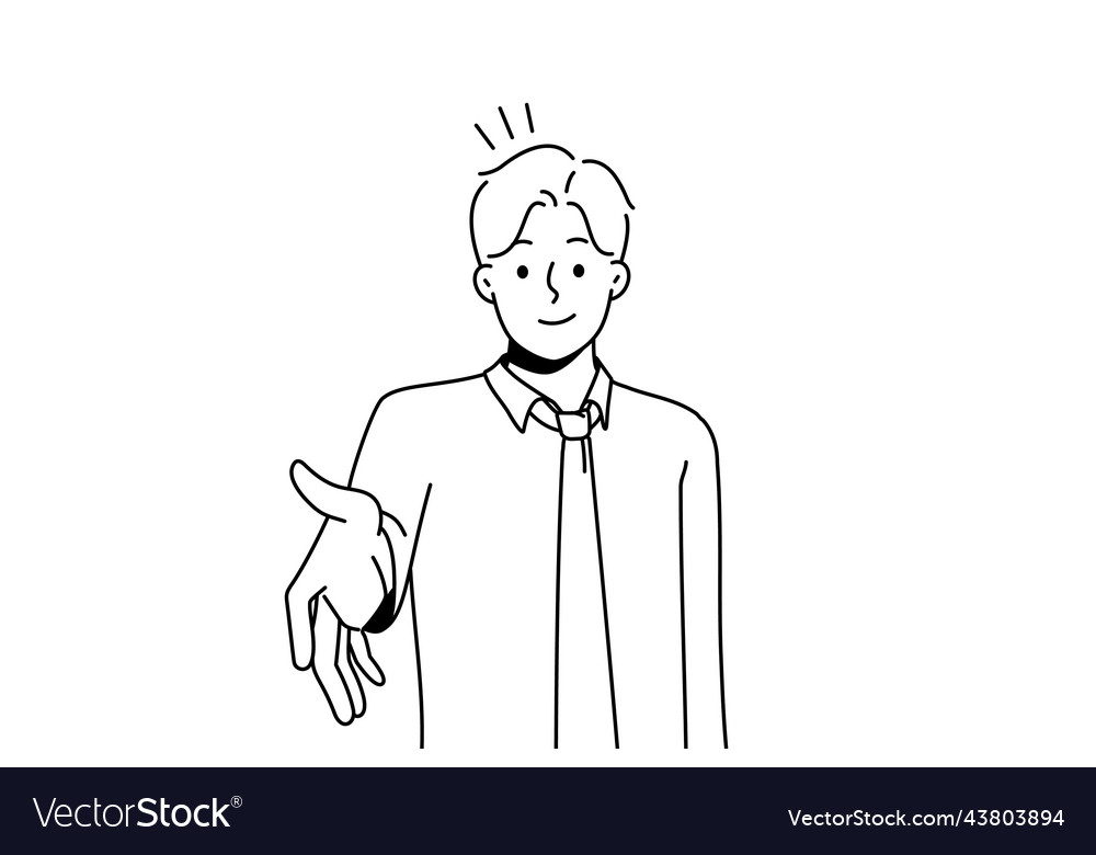 Smiling Businessman Stretch Hand For Handshake Vector Image