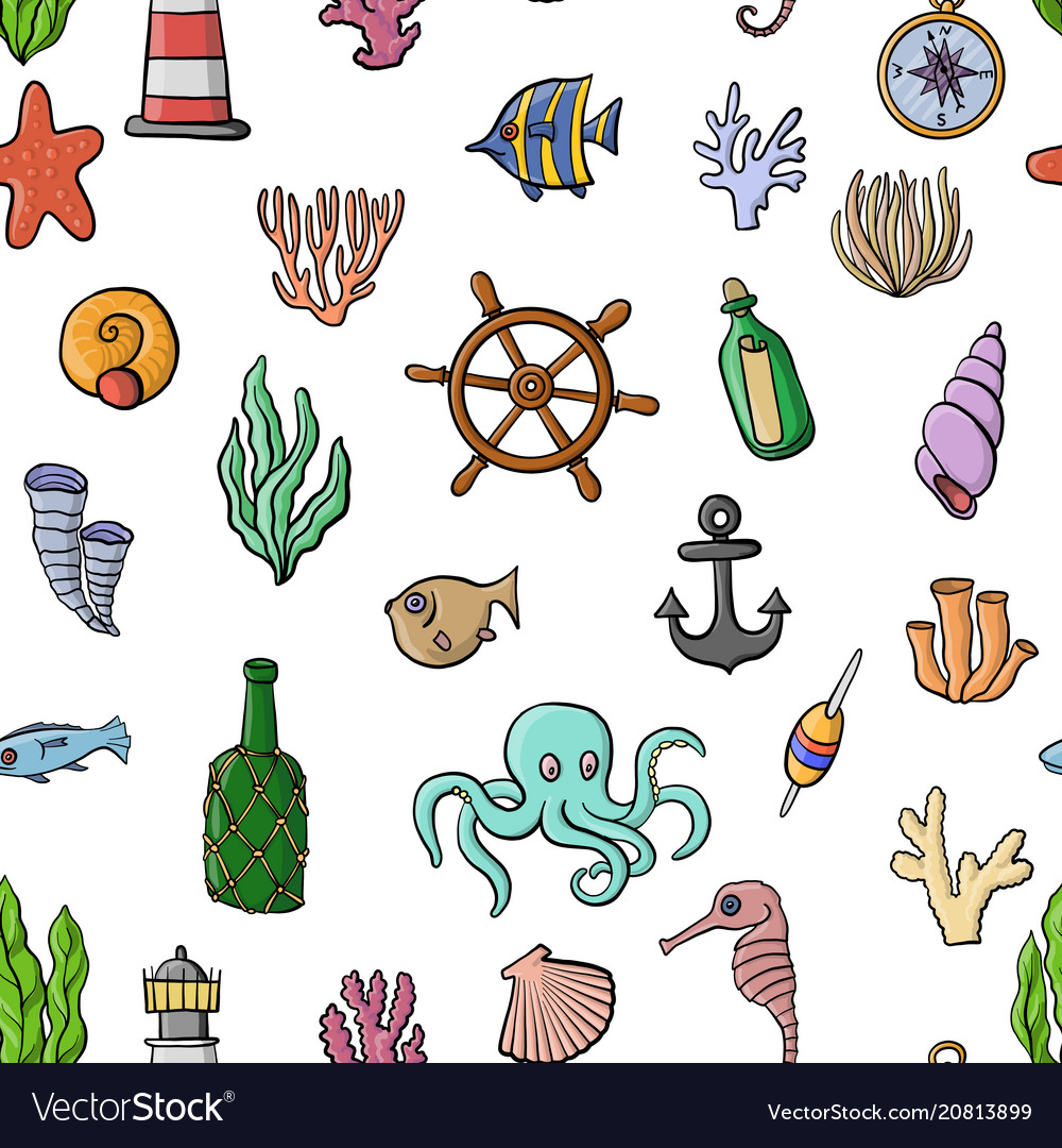 Sea Seamless Pattern Royalty Free Vector Image