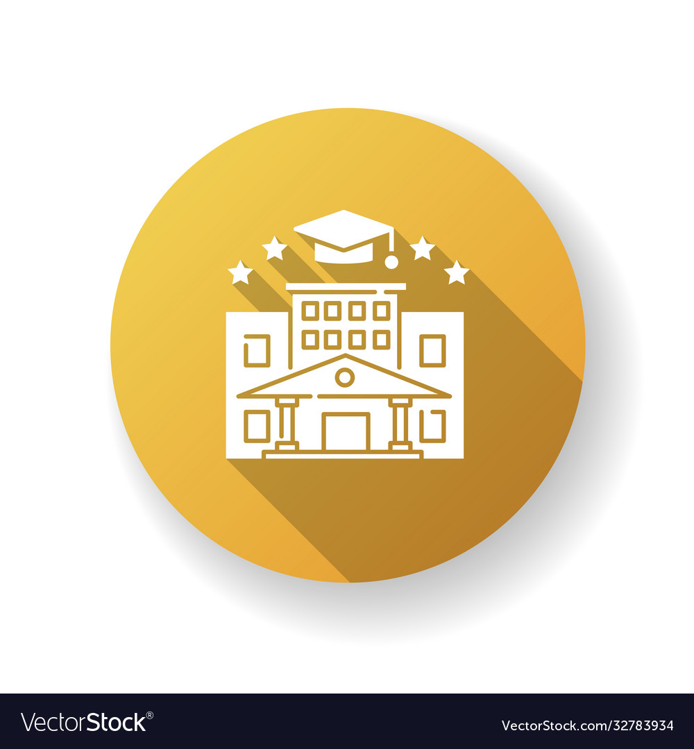 College Yellow Flat Design Long Shadow Glyph Icon Vector Image