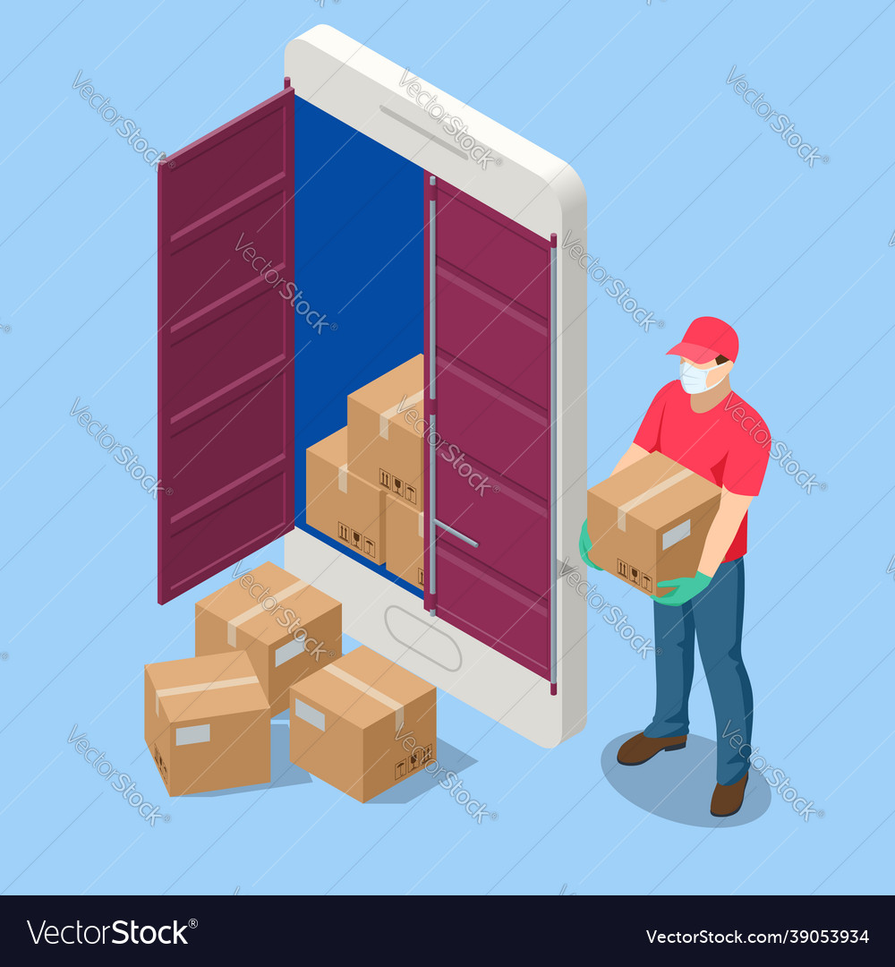 Isometric Logistics And Delivery Concept Vector Image