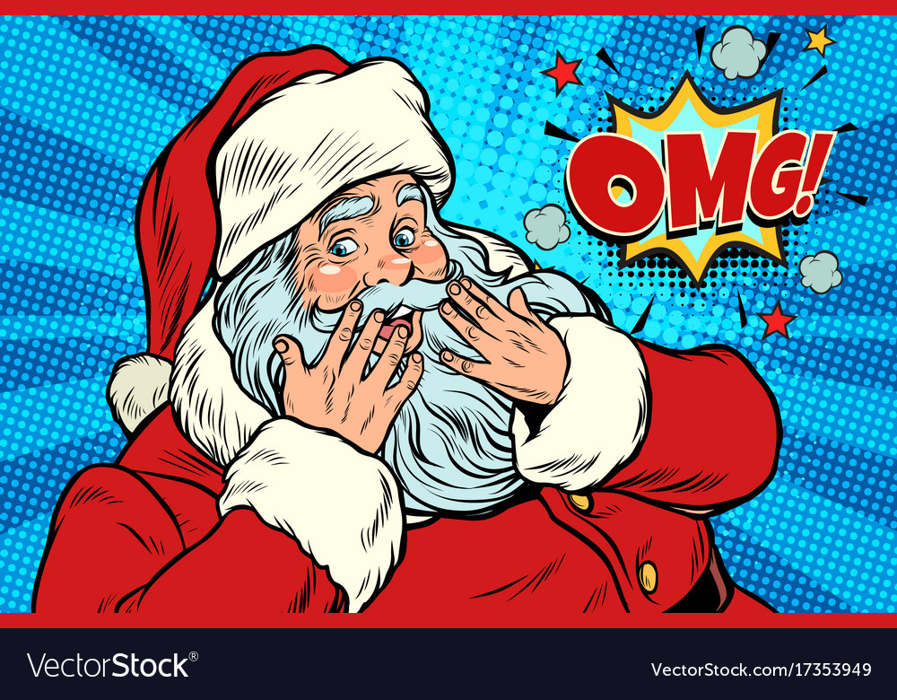 Omg Surprise Santa Claus Reaction Royalty Free Vector Image