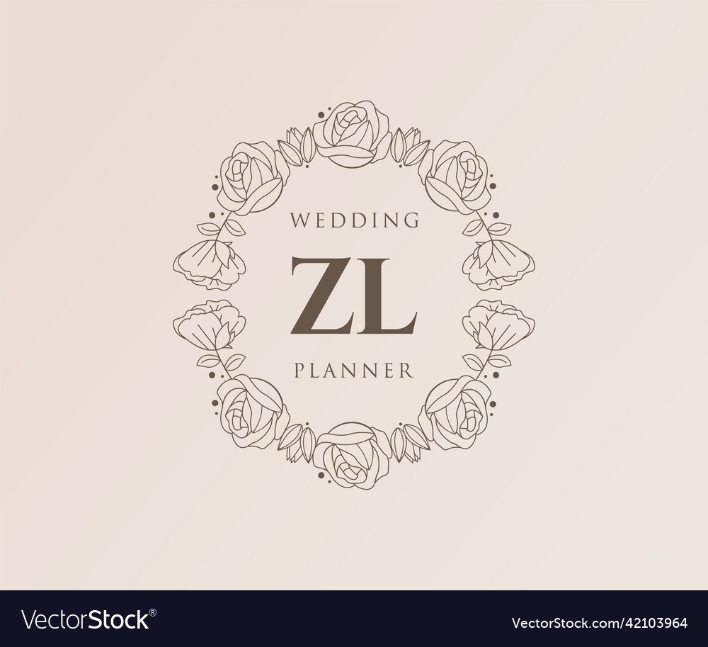 Zl Initials Letter Wedding Monogram Logos Vector Image