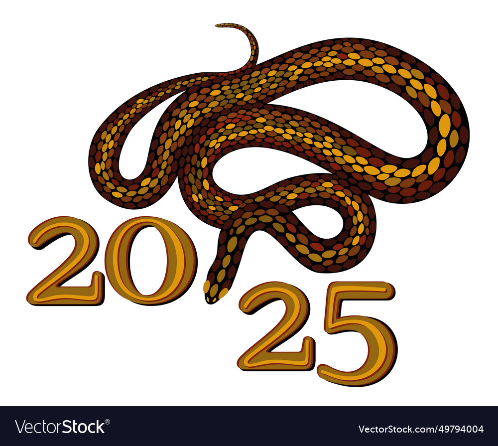 2025 Chinese Year Of Snake Bright Isolated Vector Image