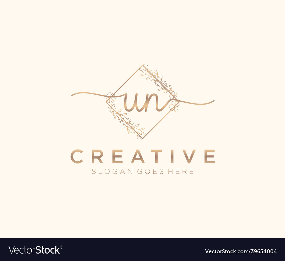 Initial Un Feminine Logo Beauty Monogram Vector Image