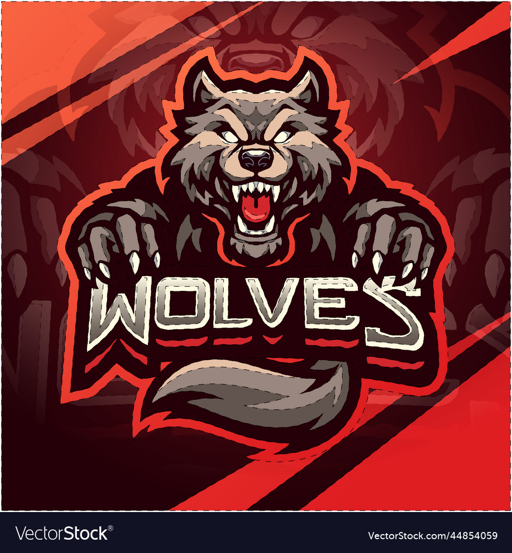 Wolf Esport Mascot Logo Design Royalty Free Vector Image