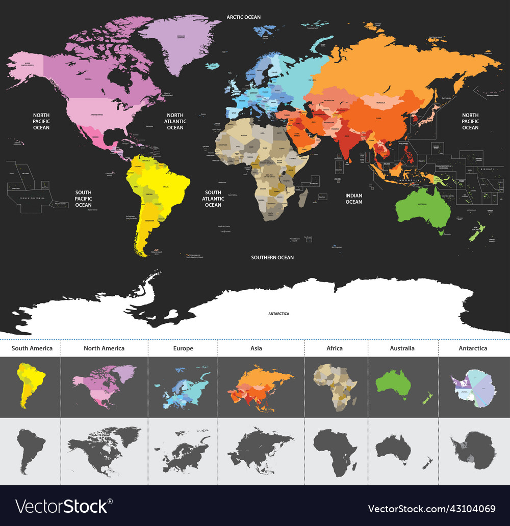 World Map High Detailed Royalty Free Vector Image