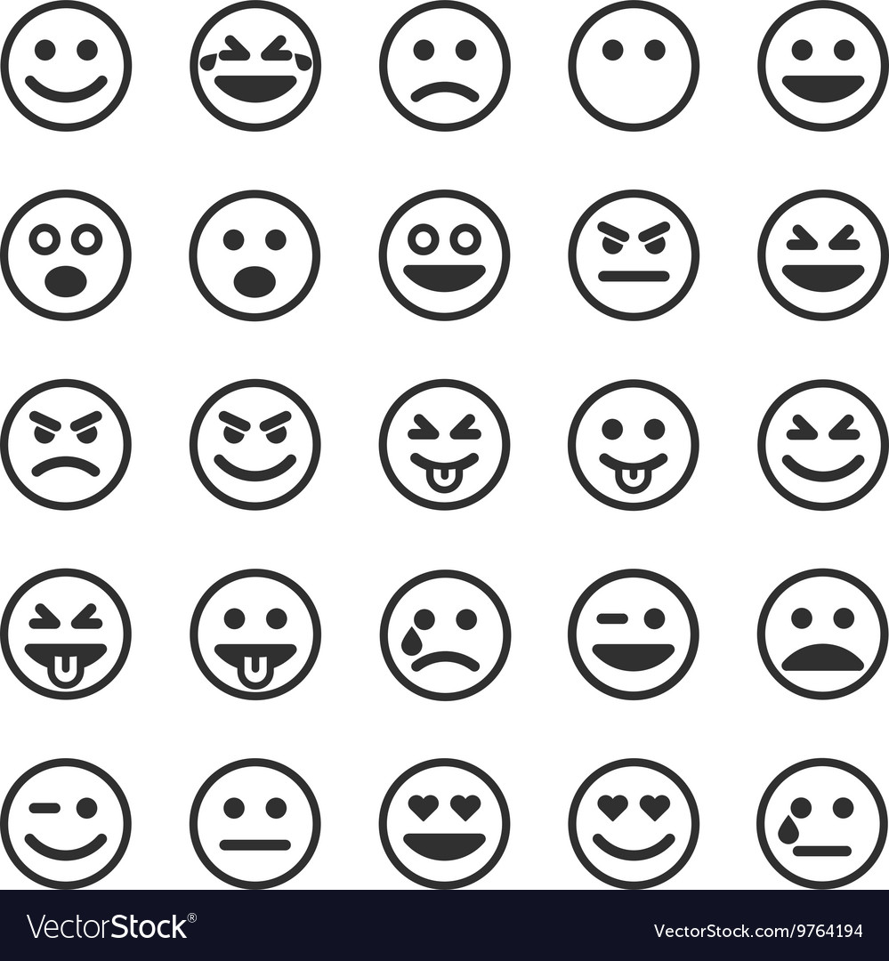 Set Of Black Smileys Royalty Free Vector Image