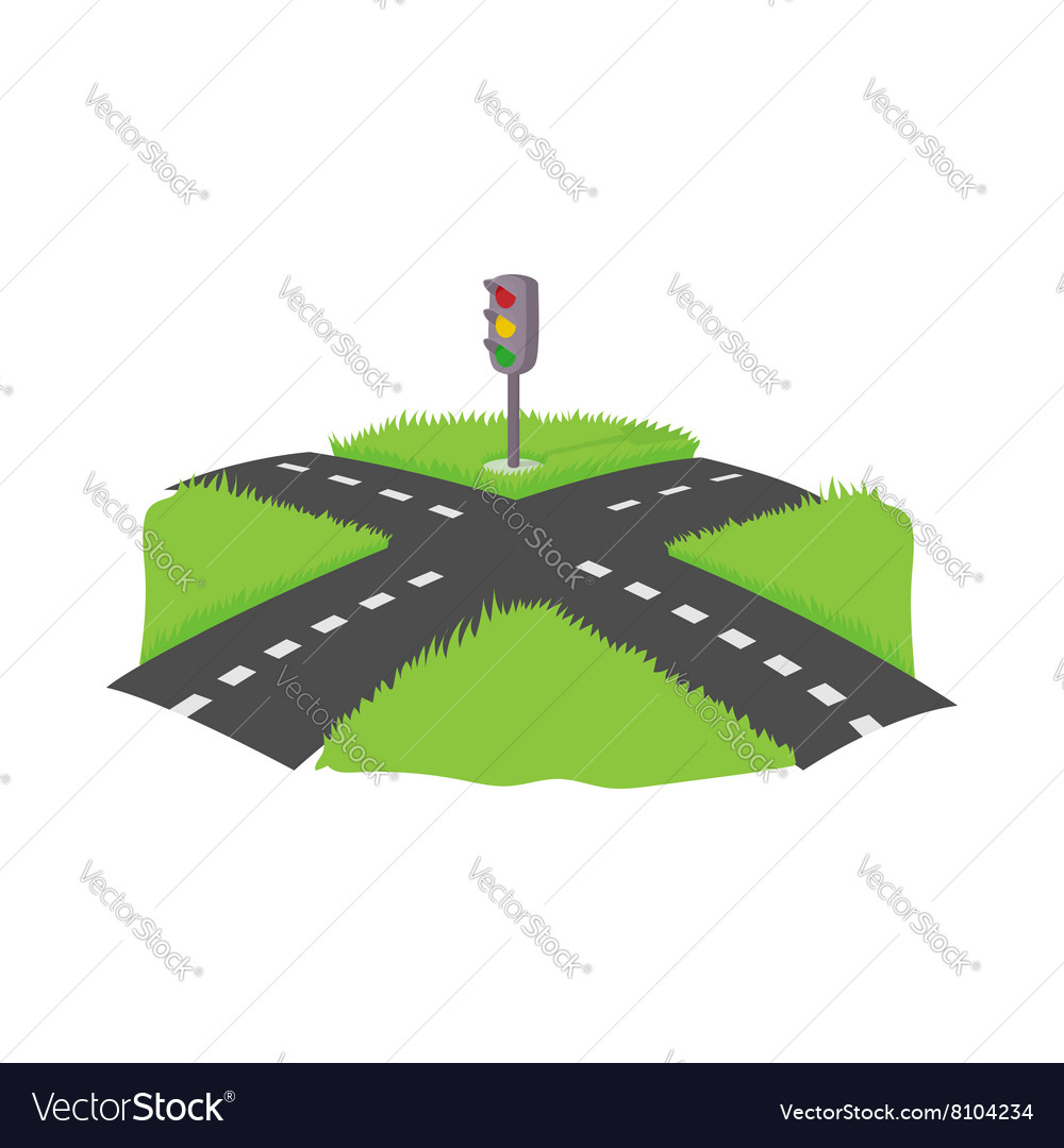 Crossroad Icon Cartoon Style Royalty Free Vector Image