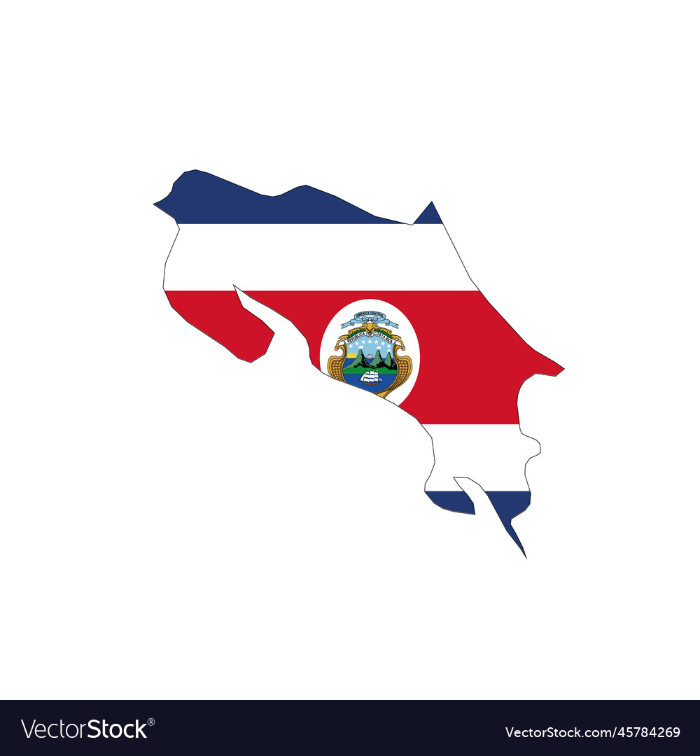 Costa Rica National Flag In A Shape Of Country Map