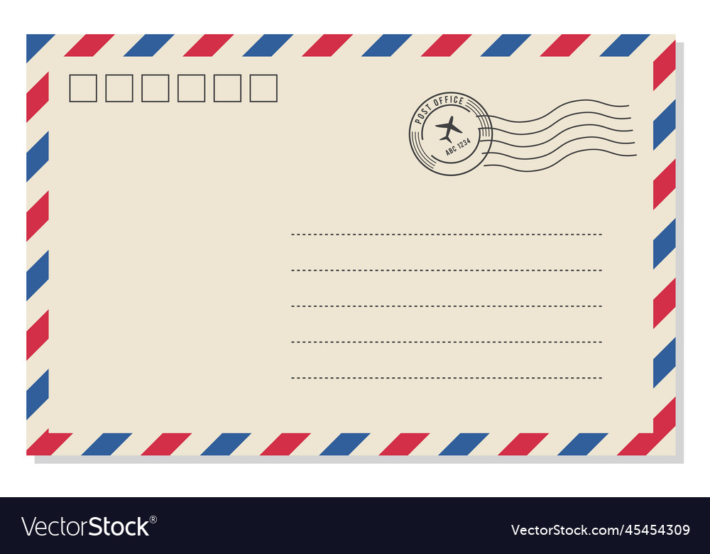 International Mail Letter Template Air Poat Vector Image