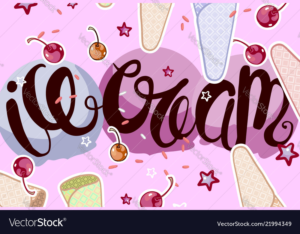 Ice Cream Calligraphy Royalty Free Vector Image