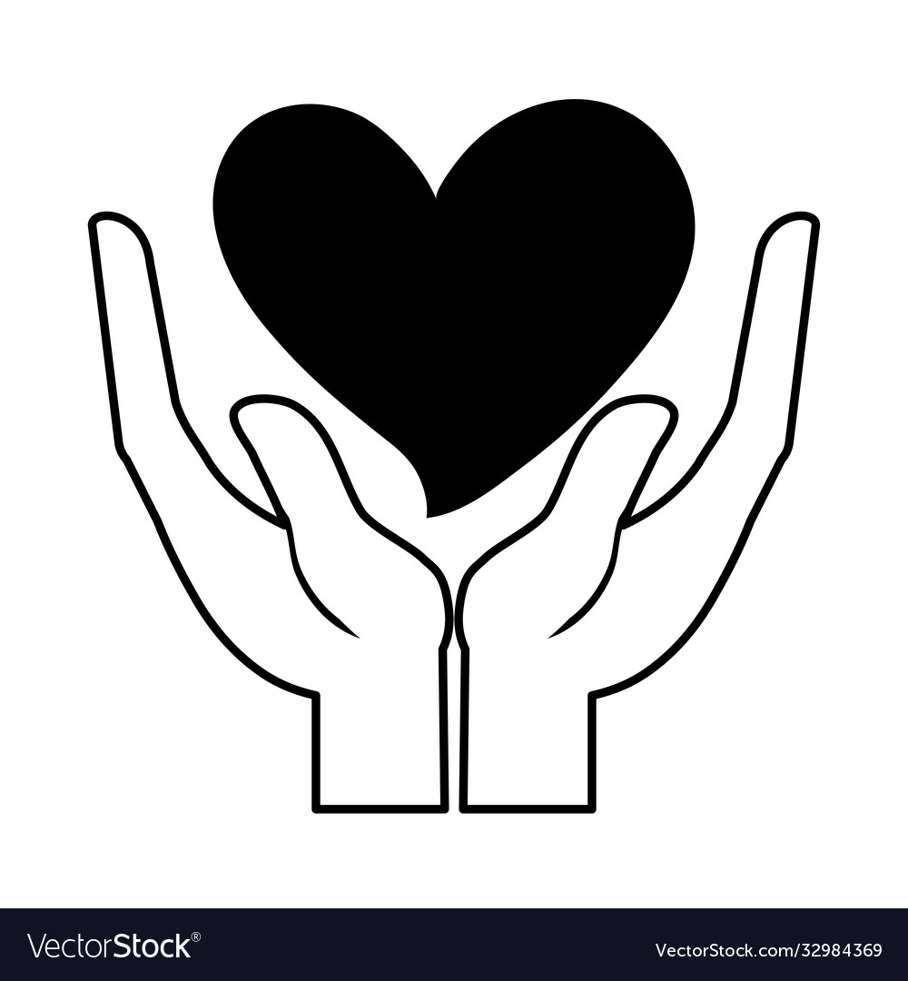 Hands With Love Heart Romantic Passion Feeling Vector Image