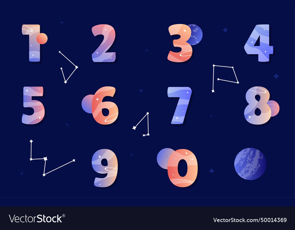 Set Of Colorful Numbers Royalty Free Vector Image