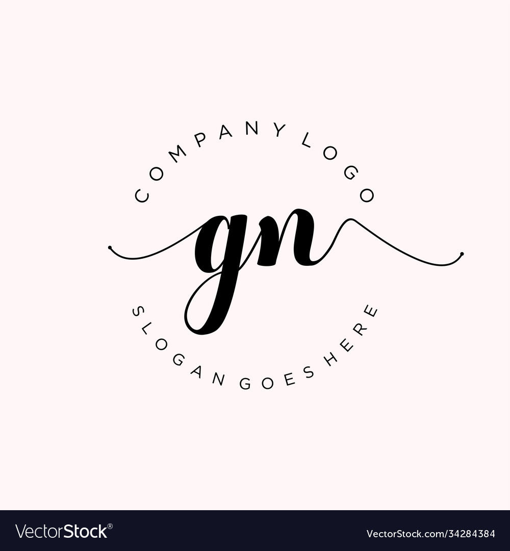 Initial Gn Handwriting Logo With Circle Template Vector Image