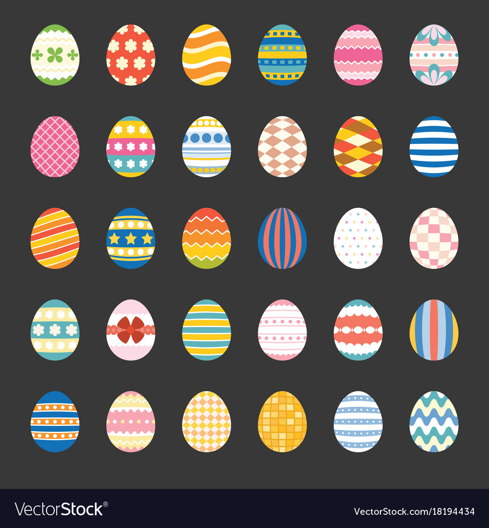 Easter Eggs Set 2 Royalty Free Vector Image VectorStock